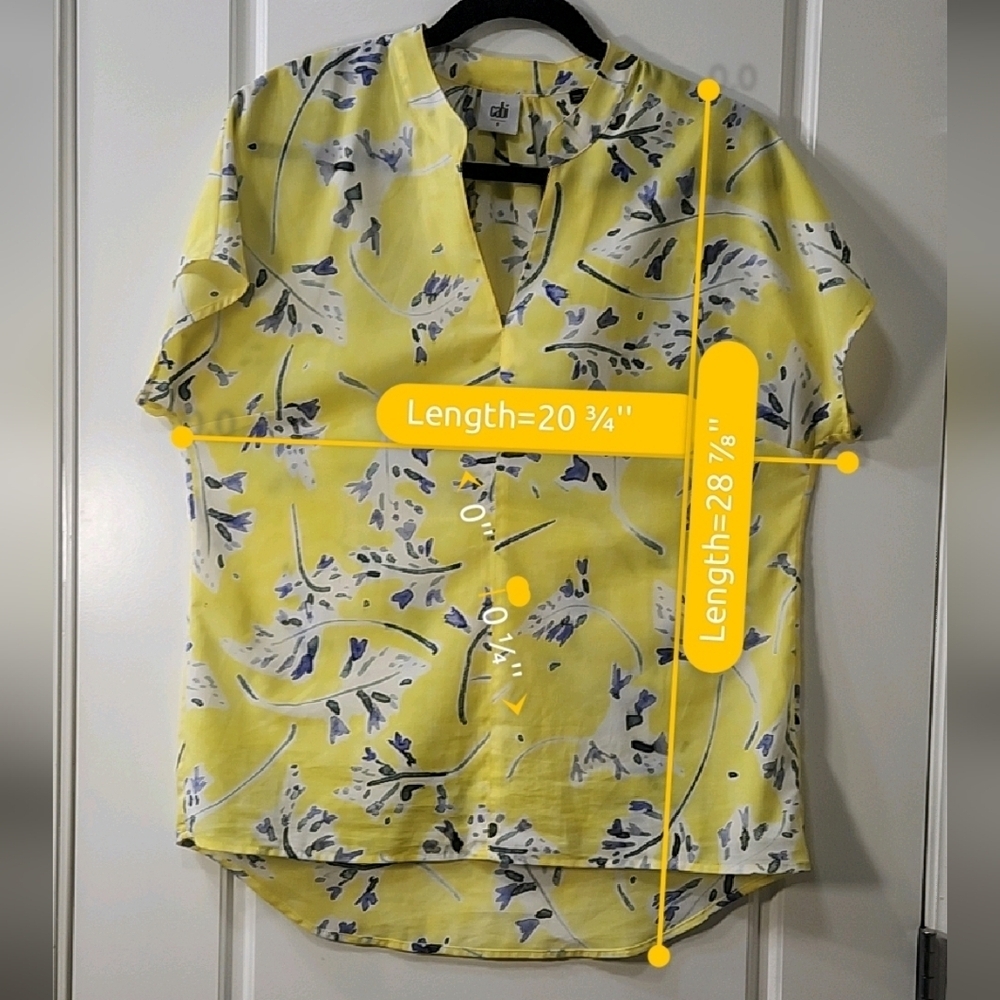 CAbi Yellow and Blue Floral Blouse Small - Picture 4 of 4